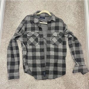 Lucky Brand Black and Gray Checkered Men's Shirt